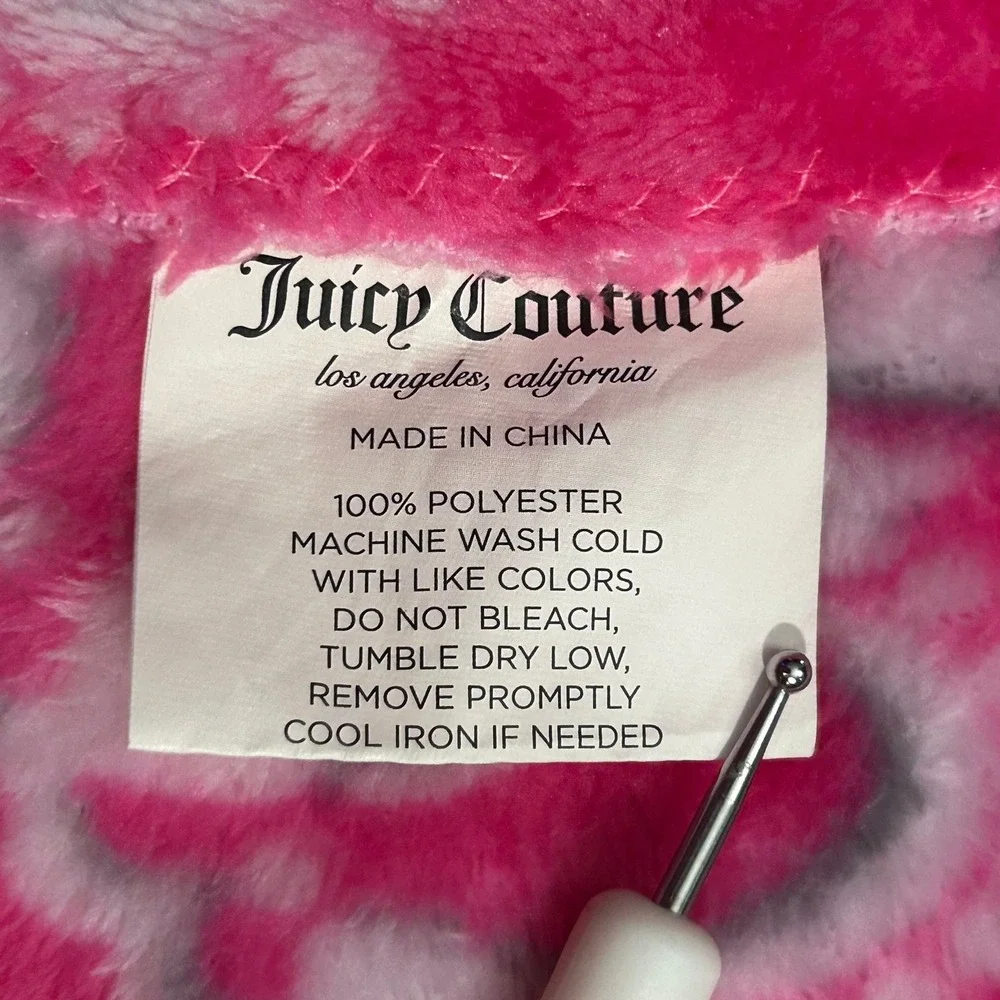Juicy Couture Plush Fleece Throw Blanket Hot Pink Crown Logo Hearts Y2K McBling